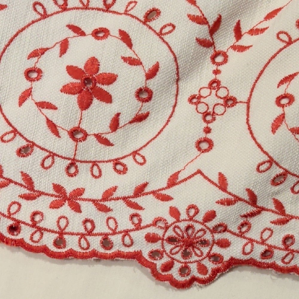 LOFT Red and White Embroidered Mini Skirt - Picture 4 of 5